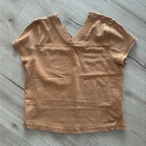 Free People Tan V-Neck Crop Top